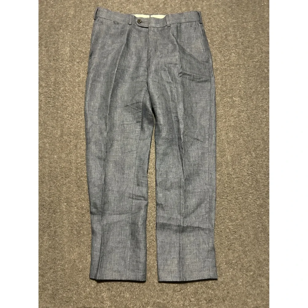 Suitsupply brescia linen pants mens blue dress trousers fit 33X27 office
